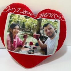 Kişiye özel fotoğraflı kalp yastık modeli