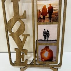 LOVE çerçeve, ahşap fotoğraf çerçevesi, sevgililer günü hediyesi, kişiye özel hediyelik, 3’lü fotoğraf çerçevesi, dekoratif çerçeve, yıl dönümü hediyesi, masaüstü çerçeve, lazer kesim çerçeve