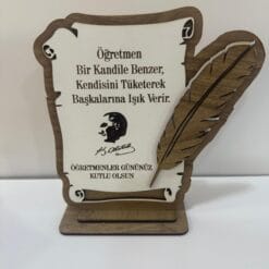 Öğretmenler Günü ahşap plaket hediyesi - Linnadanhediyelik